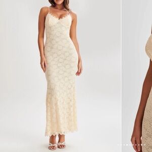 Meshki Joelle Lace Cupped Maxi Dress in ivory (more cream than white)